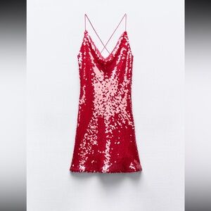 Zara Red Sequin Mini Dress